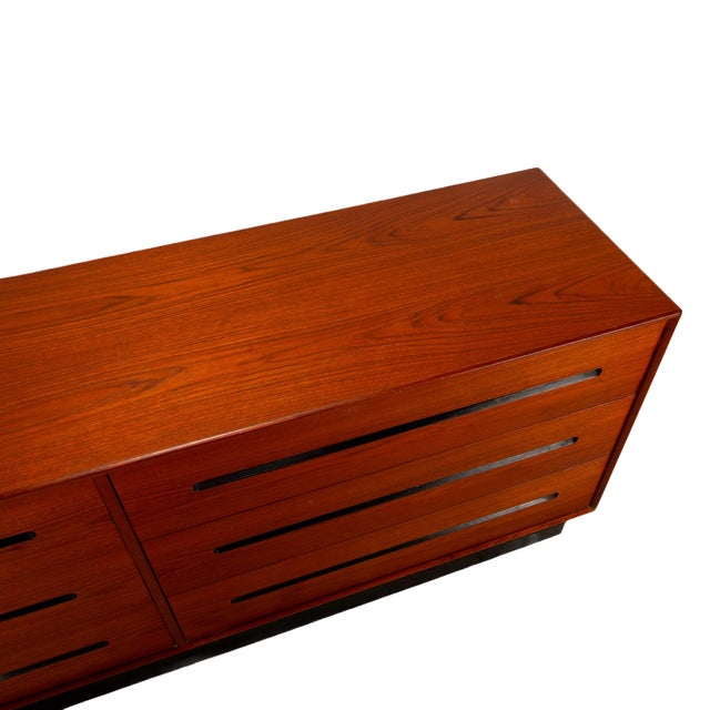 Wood 1970s Westnofa Norwegian Scandinavian Modern Teak Lowboy Long Dresser Norway For Sale - Image 7 of 12
