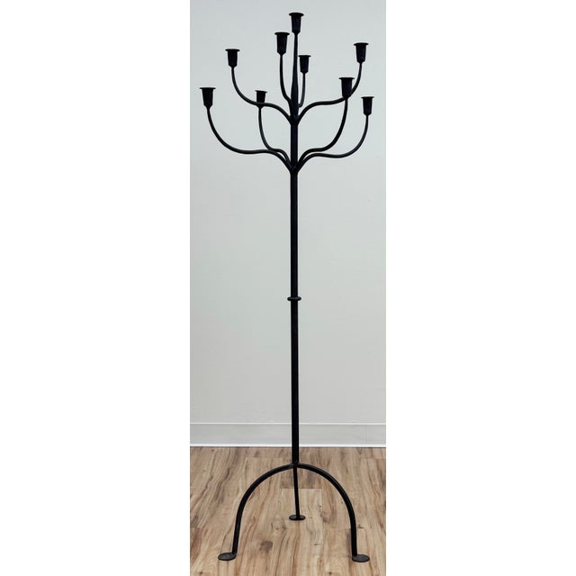 Gothic Tall Vintage Wrought Iron Floor Candelabra Candle Stand For Sale - Image 3 of 6