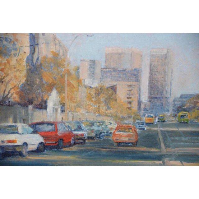Textile Impressionist City Scene by A. Neate For Sale - Image 7 of 9