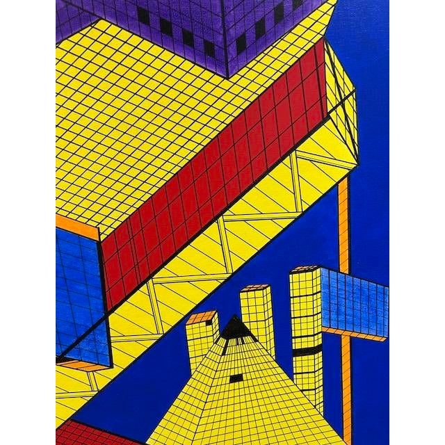 Textile Large Scale Geometric Abstract Painting by Dee Brown c.1980 For Sale - Image 7 of 9