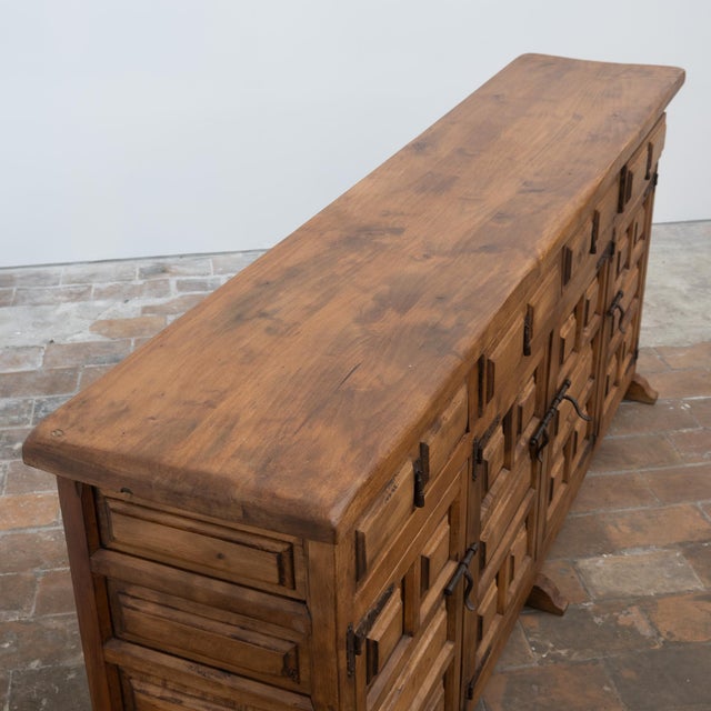 Vintage Spanish Brutalist Sideboard with Carved Panels, 1950 For Sale - Image 4 of 11