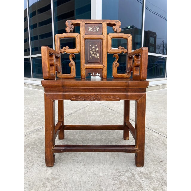 Late 18th Century Qing Dynasty Carved Alter Chair Circa 18th Century For Sale - Image 5 of 13