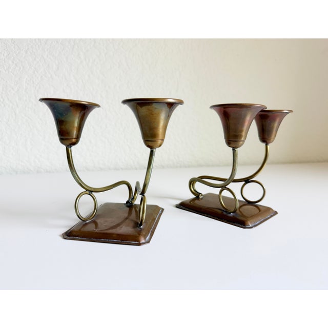 1950s Brass & Copper Candle Holders For Sale - Image 12 of 14