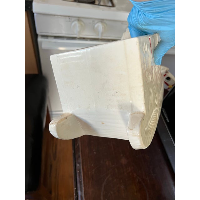 Ceramic Metlox Vintage White Hand Painted Rocking Horse Cookie Jar W/Red Harness For Sale - Image 7 of 9