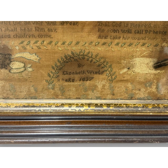 Elizabeth Wurts American Family Record Needlework Sampler, Dated 1837 For Sale - Image 4 of 11