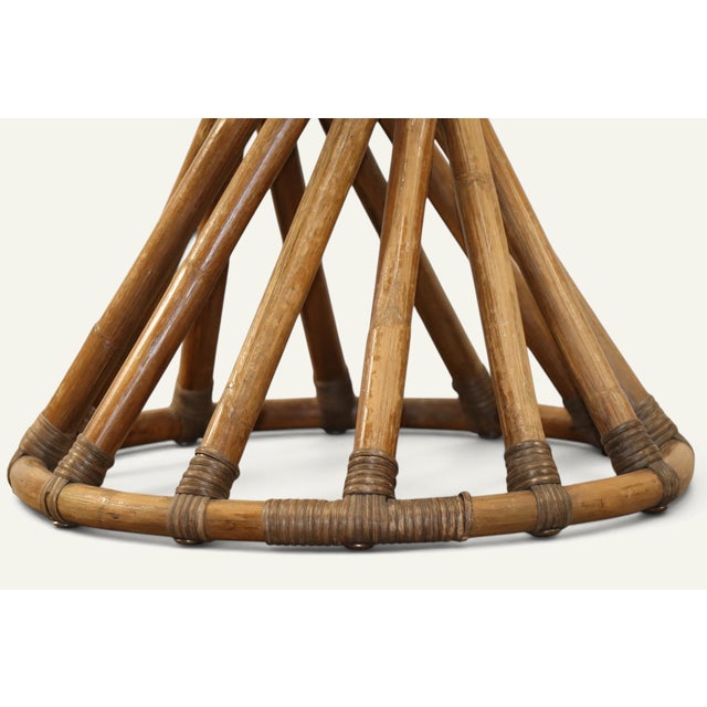 Wood Bamboo and Glass Table by Bernard Govin for Eguizier, 1970s For Sale - Image 7 of 18