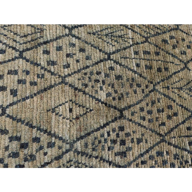 Avocado Modern Gallery Long Runner With Tribal Moroccan Design in Yellow Green & Blue 3'10 X 16 For Sale - Image 8 of 13