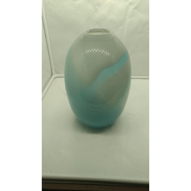 Murano Blown Glass Art Glass Swirl Vase Urn Blue Brown White.. vintage / retro stands an impressive "12 and 7" at its...