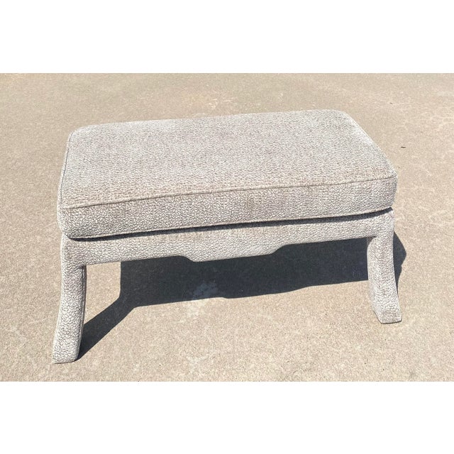Kravet Newly Upholstered (In Kravet “Barton Chenille”) Pillow Top Chinoiserie Bench For Sale - Image 4 of 9