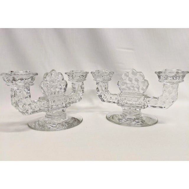 Fostoria Glass Double Candle Holders - A Pair For Sale In Raleigh - Image 6 of 9