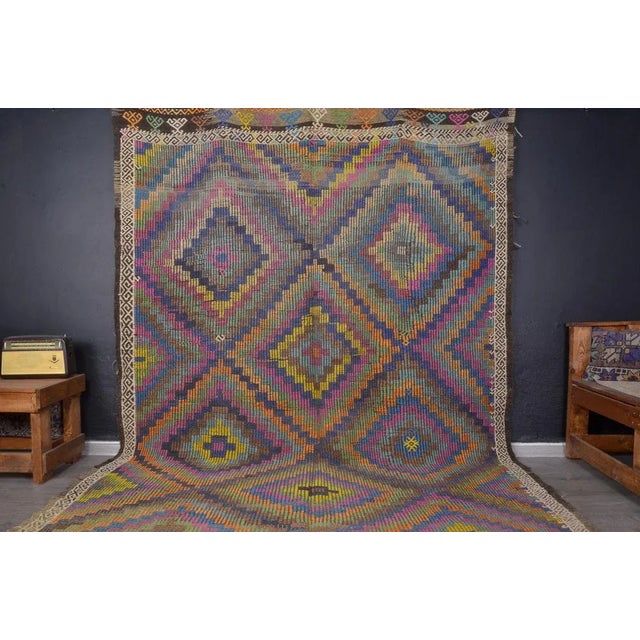 Turkish Colorful Kilim For Sale - Image 10 of 11