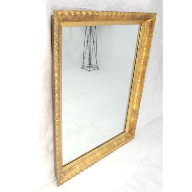 Scallop Edge 40x50 Carved & Gold Gilt Rectangle Frame c1940s Wall Mirror MInt! For Sale - Image 6 of 13