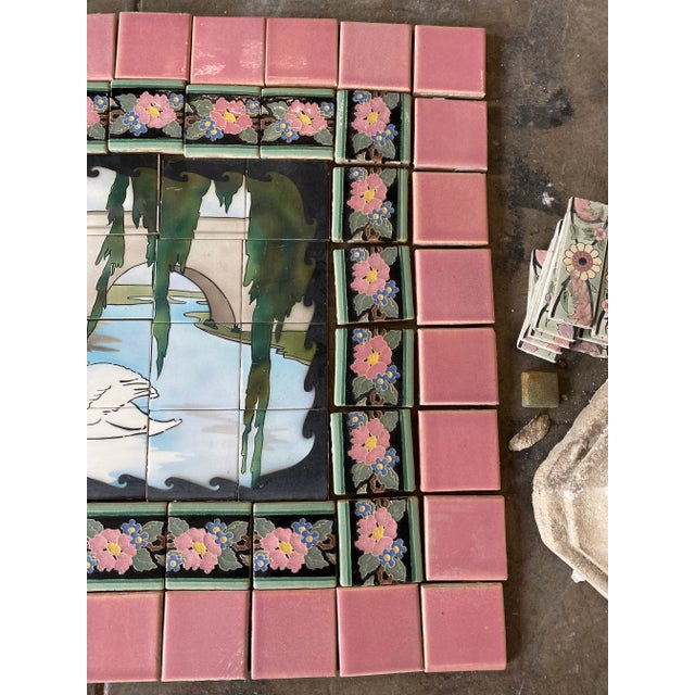 Pink 1920s Early California Tile Companies Calco/Claycraft Mural For Sale - Image 8 of 13