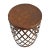 Aged vintage rusted iron barrel side table with diamond shape lattice weave design. Each may vary in patina and natural...