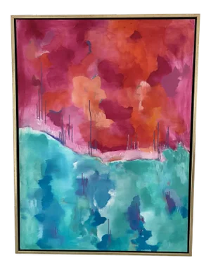 “Sand in the Hourglass” Contemporary Abstract Painting by Jennifer Hopkins-Wilcox, Framed