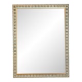 White Gold Embossed Wood Mirror For Sale