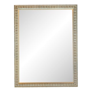 White Gold Embossed Wood Mirror For Sale