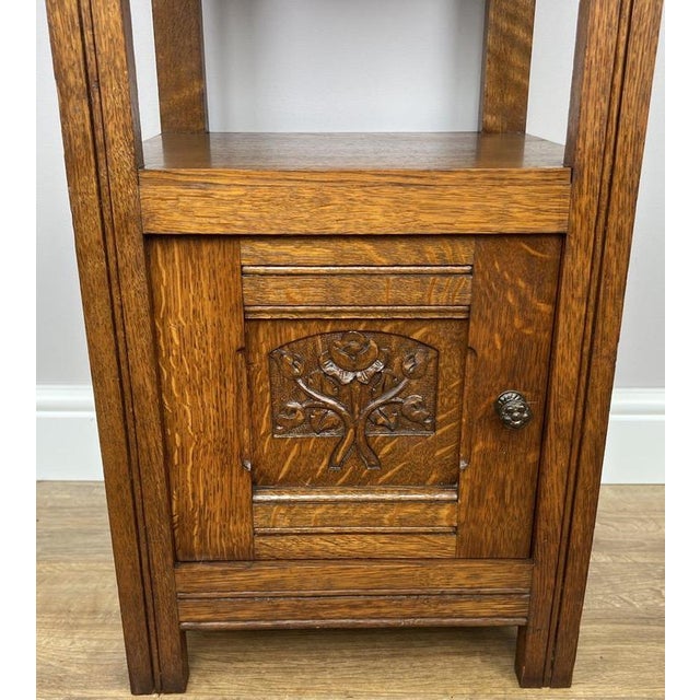 Metal Antique French Oak Bedside Table with Marble Top For Sale - Image 7 of 12
