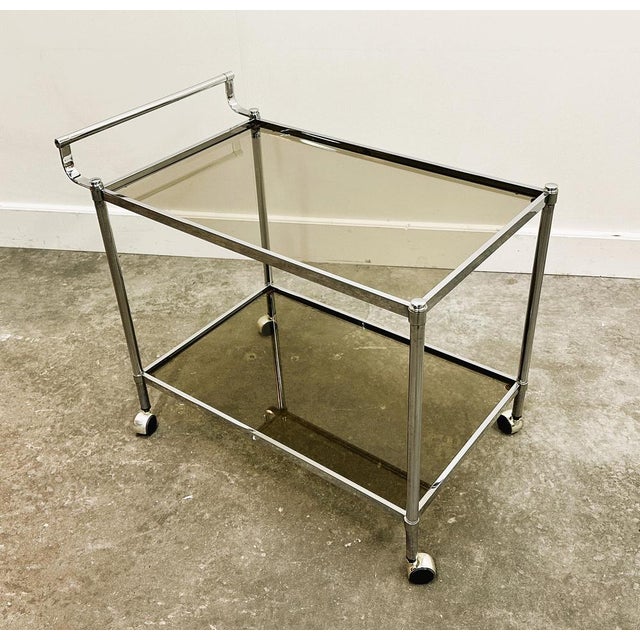 Vintage Chrome Drinks Trolley with Smoked Glass, 1980s For Sale - Image 10 of 13