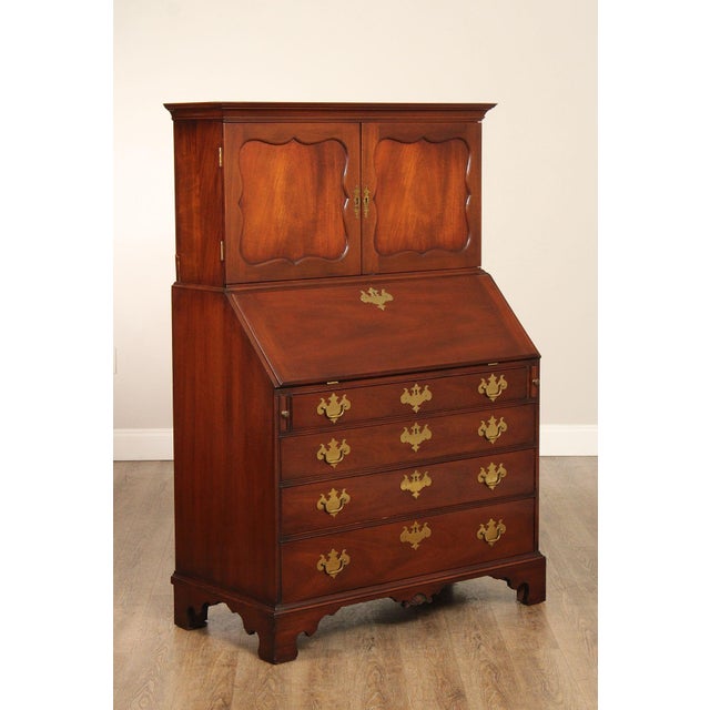 High Quality American Made Mahogany Slant Front Secretary Desk By Kittinger. Features A Slanted Writing Surface That Opens...