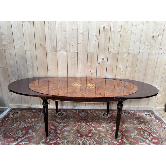 1960s Louis XVI Oval Dining Table with Extensions, 1960s For Sale - Image 5 of 8