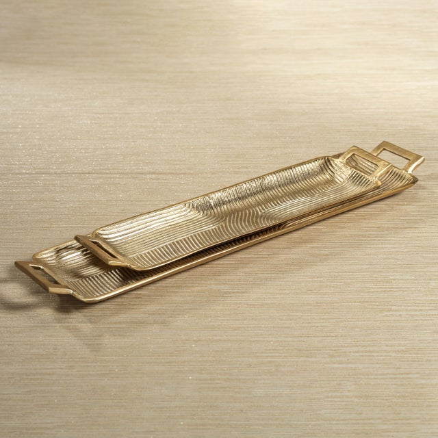 Contemporary Donte Textured Aluminum Tray, Large For Sale - Image 3 of 3