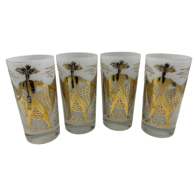 Mid-Century Modern 1950's Marc Bellaire Beachcomber Design Tumbler Glassware Highballs- Set of 4 For Sale - Image 3 of 8