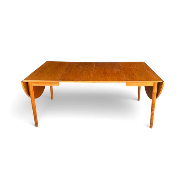 Vintage Danish Modern Teak Dining Table With Carved Tapered Legs For Sale - Image 15 of 18