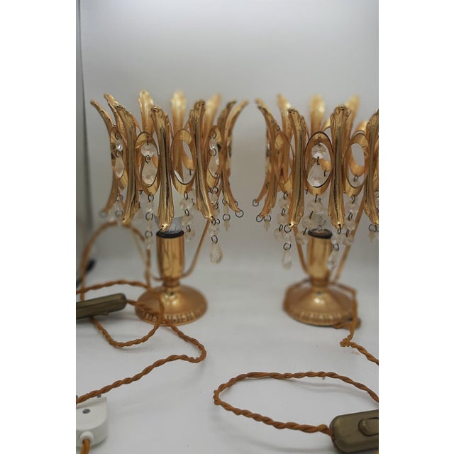 Abat Jour Table Lamps in Gilt Brass and Crystal, 1970s, Set of 2 For Sale - Image 10 of 11