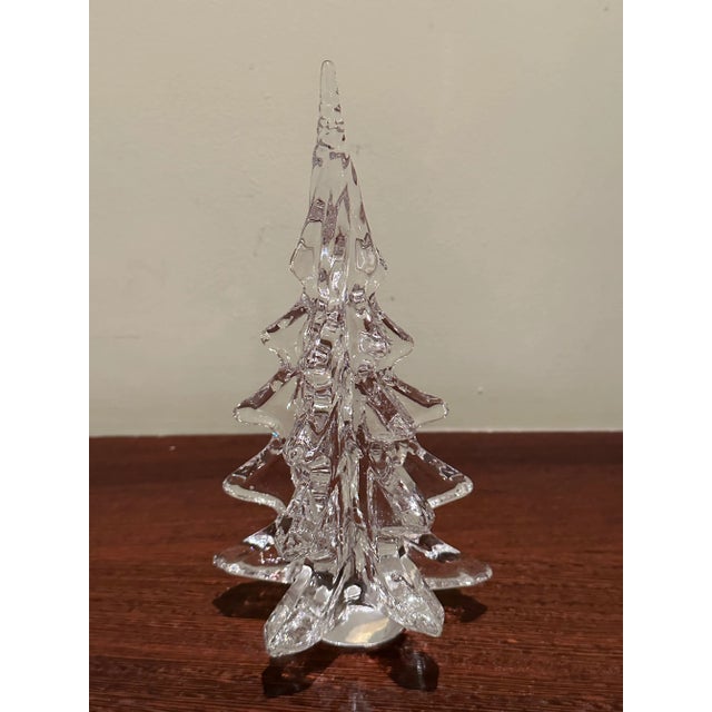 1980s Set of 3 Vintage Silvestri Handcrafted Clear Glass Christmas Trees For Sale - Image 5 of 7