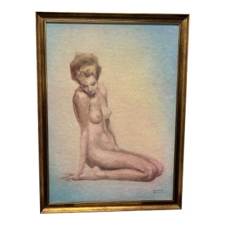 1960s Marcello Cassinari Vettor Figurative Seated Female Nude, Signed For Sale