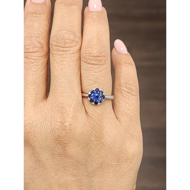Modern 1.13 Ct Natural Sapphire & Diamond Ring Size 6 For Sale - Image 3 of 9