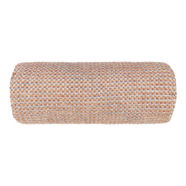 The House Of Scalamandré Heatherton Bolster Pillow In Peach For Sale