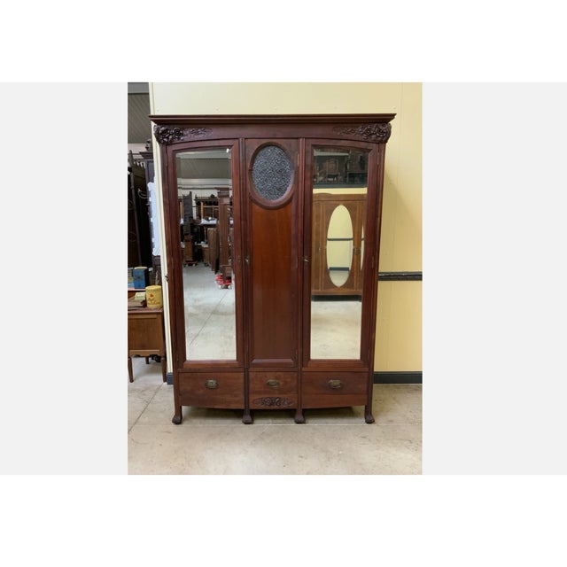 1910s Antique Art Nouveau Wardrobe, 1910 For Sale - Image 5 of 9