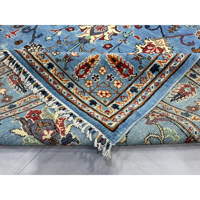 Blue Sultani Wool Area Rug With Persian Floral Design, 6'6" X 9'10" For Sale - Image 12 of 14