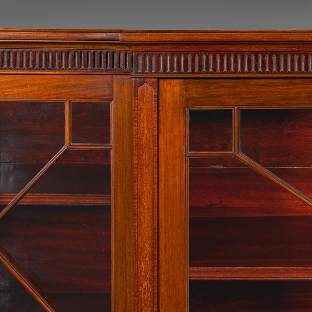 Large Antique Breakfront Bookcase, English, Cabinet, Georgian Revival, Victorian For Sale - Image 9 of 10