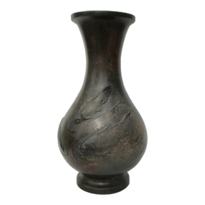 Antique Japanese Bronze Carp Vase