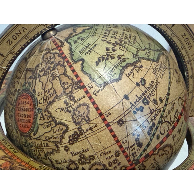Vintage Made in Italy Old World Wooden Desk Globe W/ Stand Astrology Design 11”t For Sale - Image 11 of 12