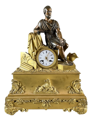 Early 19th Century Empire Clock in Gilt and Patinated Bronze