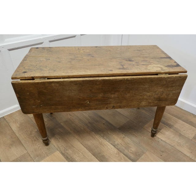 Wood Antique Drop Leaf Cottage Dining Table in Pine For Sale - Image 7 of 7