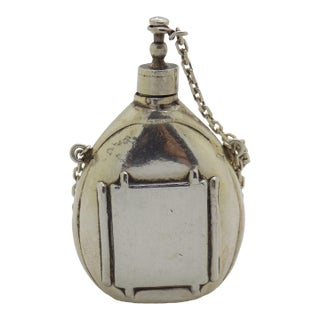 Vintage Italian Handmade Genuine Silver Canteen Shaped Perfume Bottle Miniature For Sale