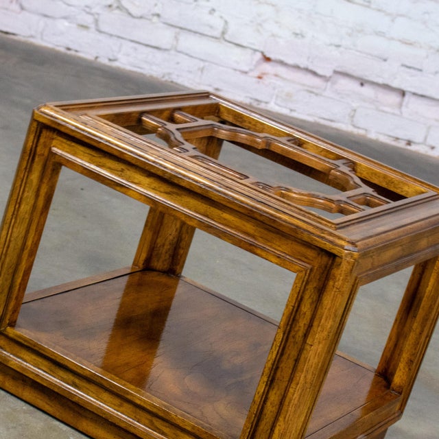 Late 20th Century Chinoiserie Oak Cube Coffee Table W/Glass Top Sketchbook Collection by Drexel Heritage For Sale - Image 11 of 18