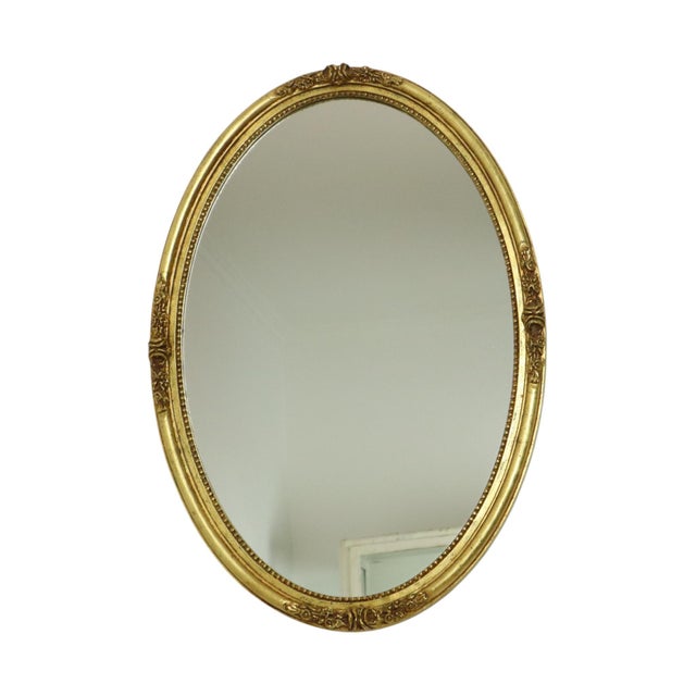 1960s Hollywood Regency Golden Mirror Oval Deknudt Classic For Sale - Image 5 of 16
