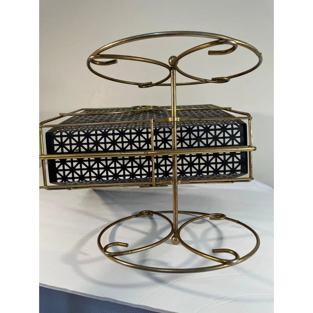 1950s Brass Magazine Rack With Wheels For Sale - Image 9 of 13