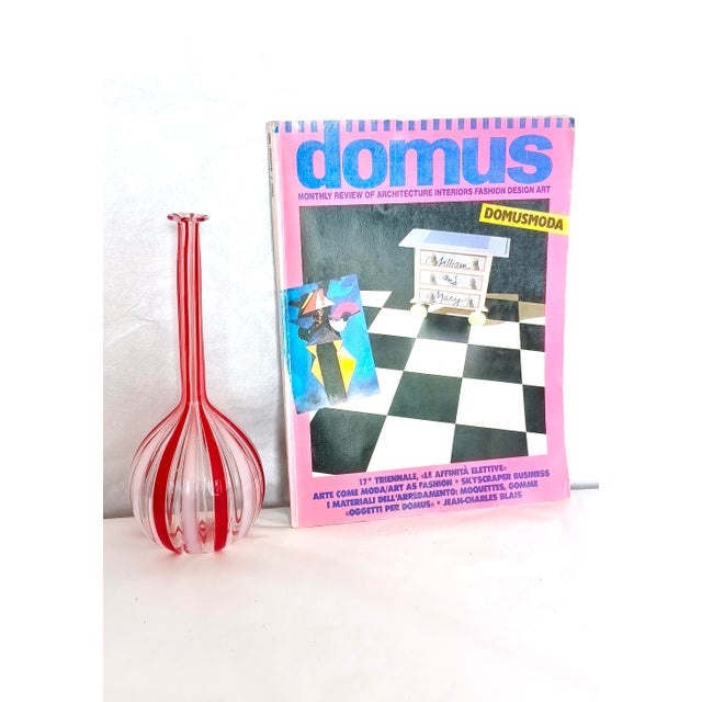 Red White and Transparent Glass Bottle Vase in the style of Gio Ponti, Italy, 1970s For Sale - Image 14 of 14