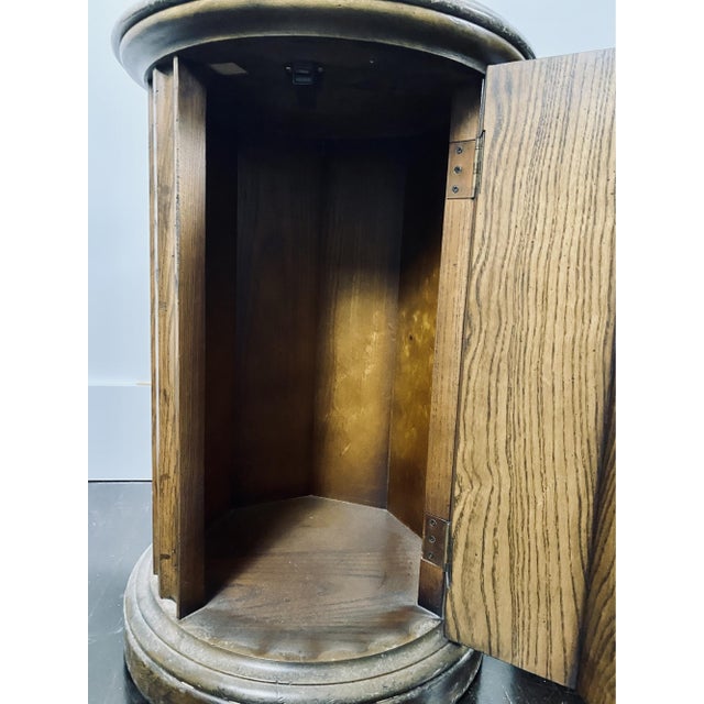 Vintage Neoclassical Style Marble Top Wooden Pedestal Side Tables—A Pair For Sale - Image 13 of 14