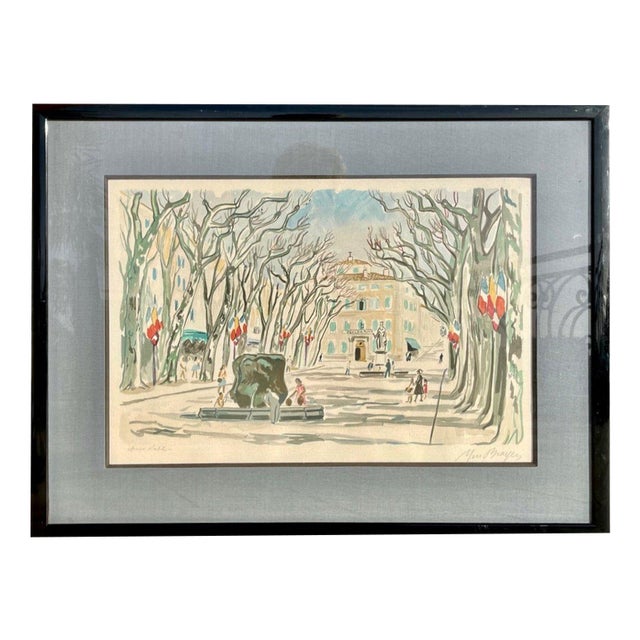 Yves Brayer, Cours Mirabeau in Aix-en-Provence, 20th Century, Lithograph For Sale