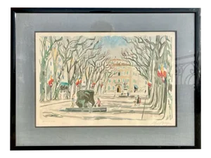 Yves Brayer, Cours Mirabeau in Aix-en-Provence, 20th Century, Lithograph