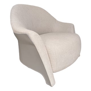 Artefacto Soft Ivory Lounge Chair With Leather Back For Sale