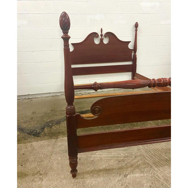 Vintage Full Size Four Poster Bed With Pineapple Pinecone Finials